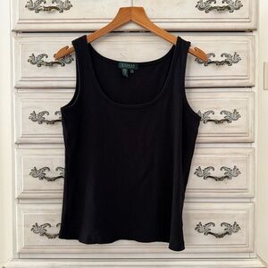 Ralph Lauren Black Minimalist Ribbed Tank Top